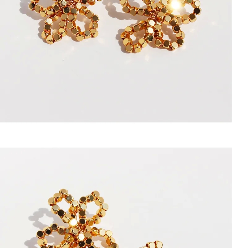 high end jewelry photography Nordic trendy high end jewelry Boho 24K Gold Plated Hollow Flower Ear Studs - Unisex Premium Affordable Luxury consignment high end jewelry