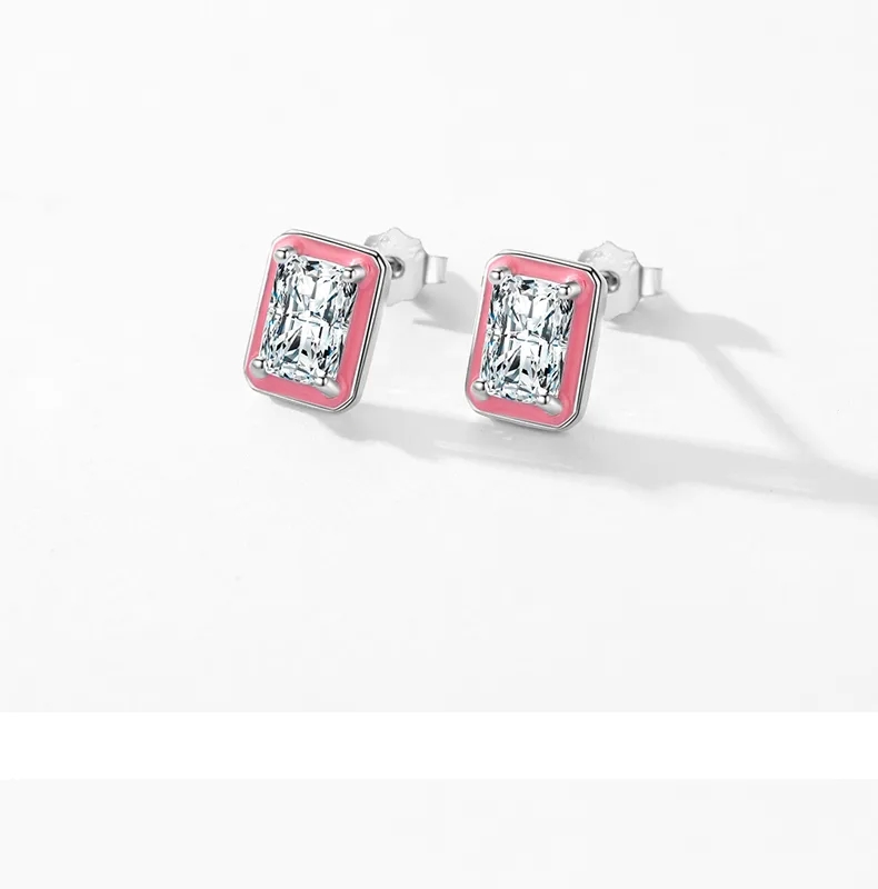 high end jewelry repair near me Bold Sleek Polished 925 Sterling Silver Zircon Rectangle Stud Earrings – high end jewelry buyers Wholesale Pair high end evil eye jewelry
