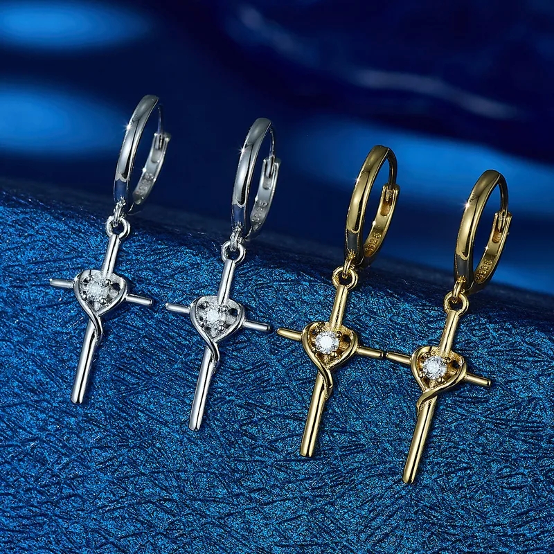 high end luxury jewelry "Unisex Retro Custom-Fit Moissanite high end jewelry with clover Cross Drop Earrings – Ethically Sourced Affordable Luxury" high end jewelry shops