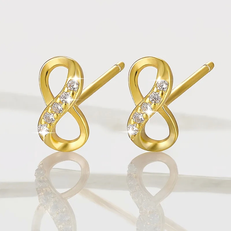 high end nose jewelry "Wholesale 925 Sterling Silver Zircon Infinity Studs – Fast Casual Luxe Sparkle high end jewellery necklace Earrings" high end designer jewelry brands