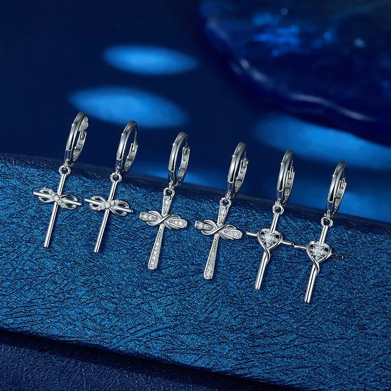 high end online jewelry stores "Unisex Retro Custom-Fit high end smoky quartz jewelry Moissanite Cross Drop Earrings – Ethically Sourced Affordable Luxury" ultra high end jewelry brands