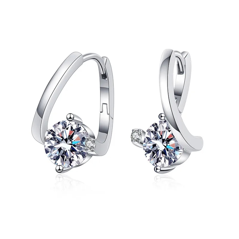 high end unisex jewelry 1 Pair 1.0ct Round Moissanite Hoop Earrings high end jewelers nyc 925 Sterling Silver DEF Colorless VVS1-VVS2 GRA Certified Customizable high quality jewelry reddit