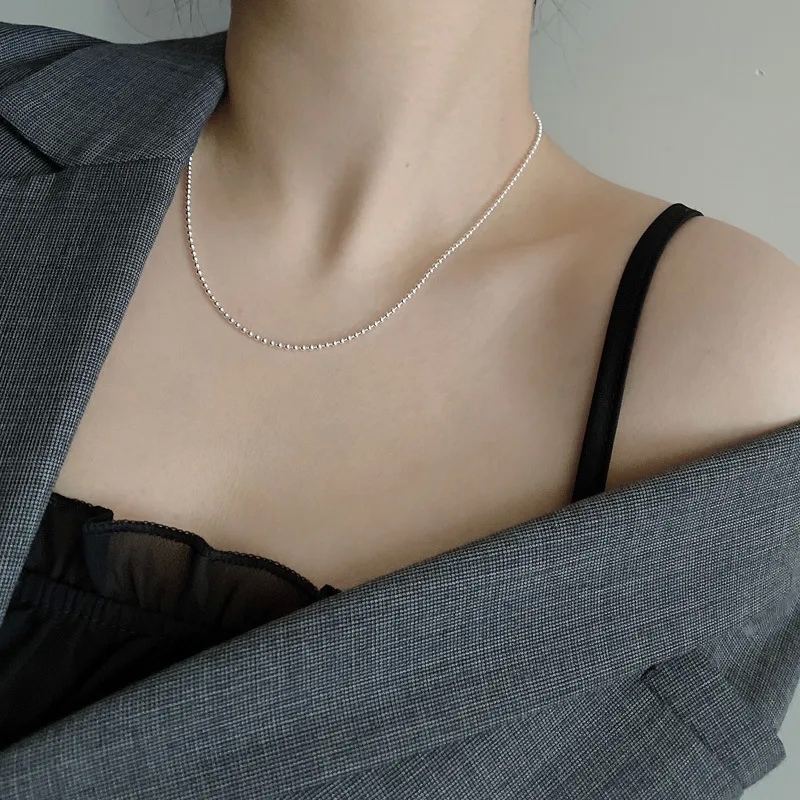 high end women's jewelry brands "Trendsetting Hand-Engraved high end jewelry commercial S925 Sterling Silver Bead Chain Necklace | Affordable Luxe Festival Fashion" high quality fashion jewelry