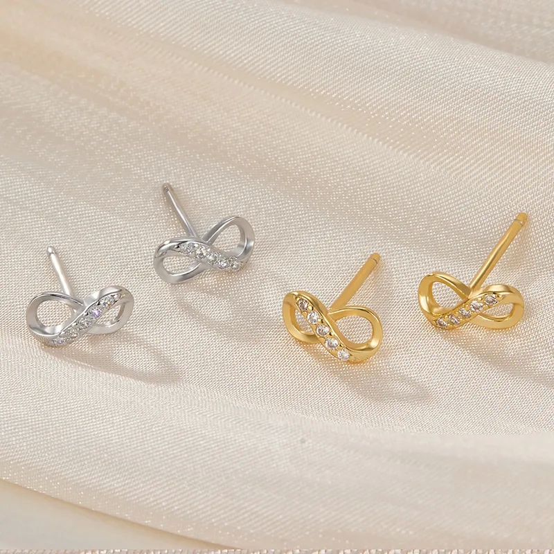 high quality fashion jewelry "Wholesale 925 Sterling Silver Zircon Infinity Studs – Fast Casual Luxe Sparkle places that buy high end jewelry Earrings" high end catholic jewelry