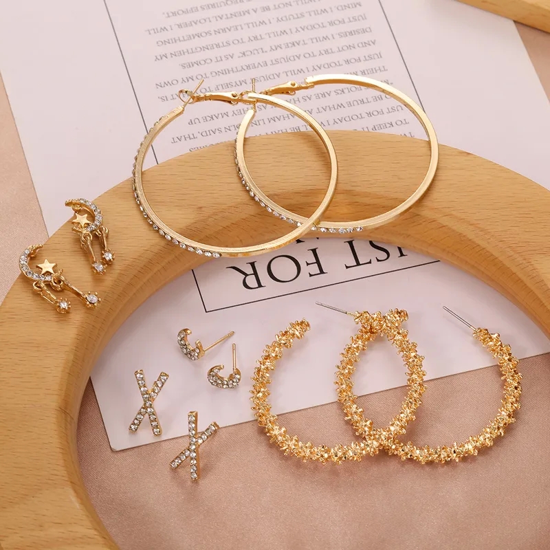 high quality fashion jewelry wholesale "Exclusive Boho Chic Geometric Rhinestone Hoop Earrings – Feminine ebay fashion jewelry Alloy Plated Design" old fashion jewelry boxes
