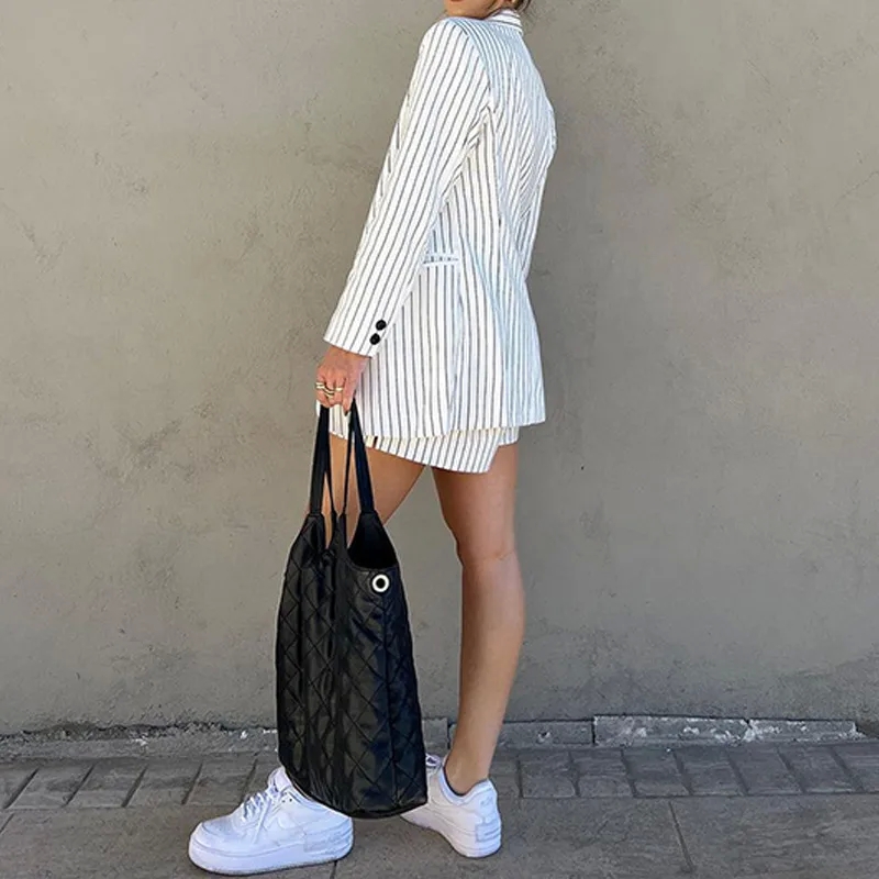 high quality women's clothing "Vintage Retro Striped Long women's clothing online stores Sleeve Blazer – Affordable Luxury Women's Pocket Jacket" women's clothing sam's club