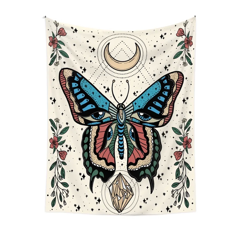 home kitchen tiles design Custom Minimalist Retro Moon Flower Butterfly Polyester home inspiration - kitchen towels 6-pack Plush Tapestry – Exquisite Short Design home kitchen entrance design