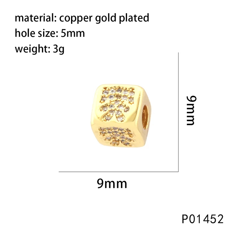 jewelry making classes irvine Eco-Friendly 9x9MM Copper christmas beads for jewelry making Zircon 18K Gold Plated Devil's Eye Heart Dice Beads – Exquisite Polished High-End Casual Jewelry jewellery making for 5 year old