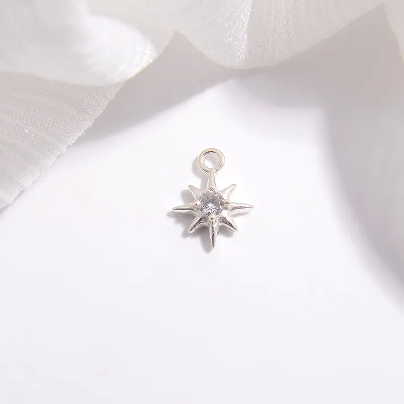 jewelry making how to Ethical Minimalist Hand-Engraved 925 Silver Zircon Star Pendant - Bold real gold beads for jewelry making Design Simple Elegance Jewelry Accessory jewellery making age 6