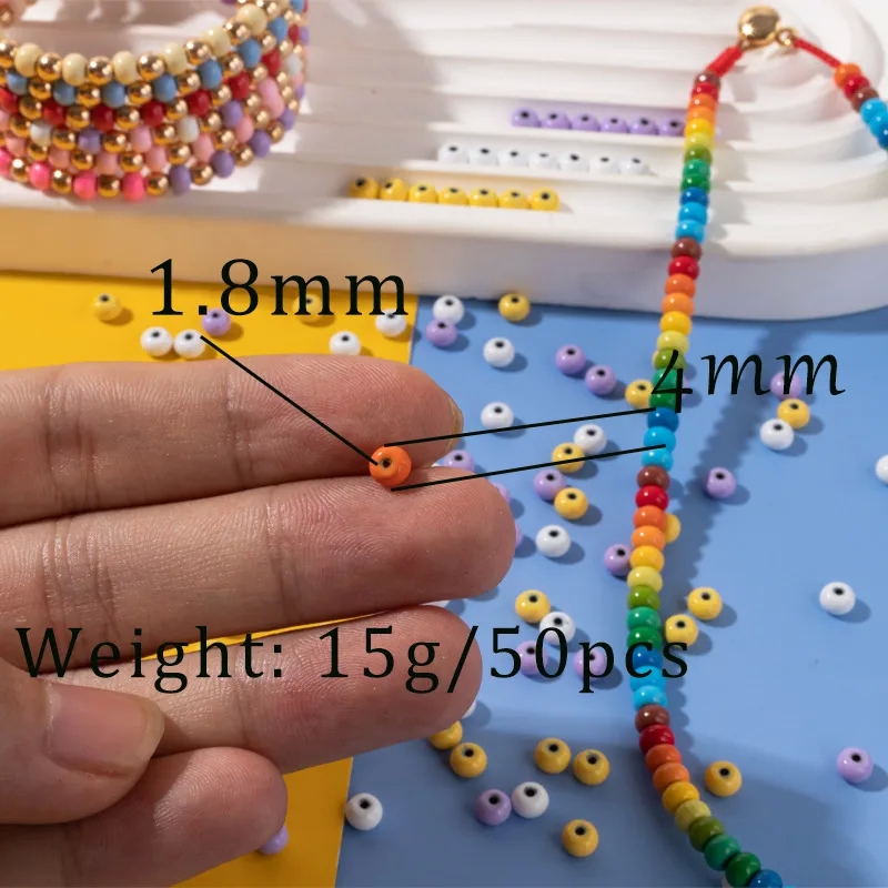 jewelry making las vegas Wholesale 50 PCS 4mm Bold Polished Arylic enamel charms for jewelry making Beads Tarnish-Resistant Multifunctional Simple Elegance 1~1.9mm Hole .999 silver for jewelry making