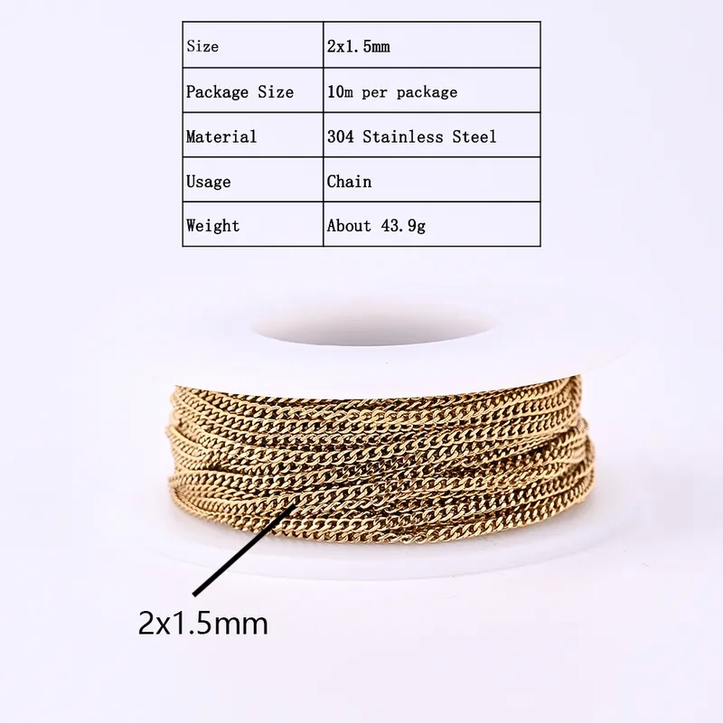 jewelry making lathe Exclusive Recycled 304 Stainless Steel Chain - 18K Gold jewelry for 70th birthday Plated Tribal & Ethnic Solid Color Polished Designs gemstones for jewelry making