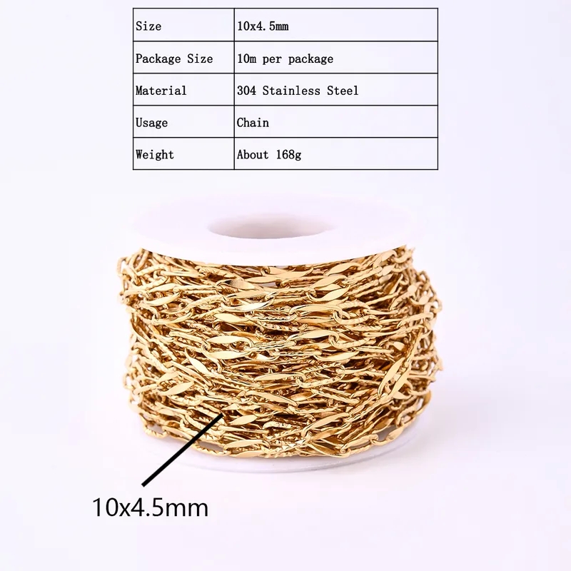 jewelry making terms Luxury Minimalist Boho 10x4.5mm 304 Stainless Steel 18K Gold Plated Polished Chain Roll – metal jewelry making classes near me Wholesale Solid Color jewelry making videos