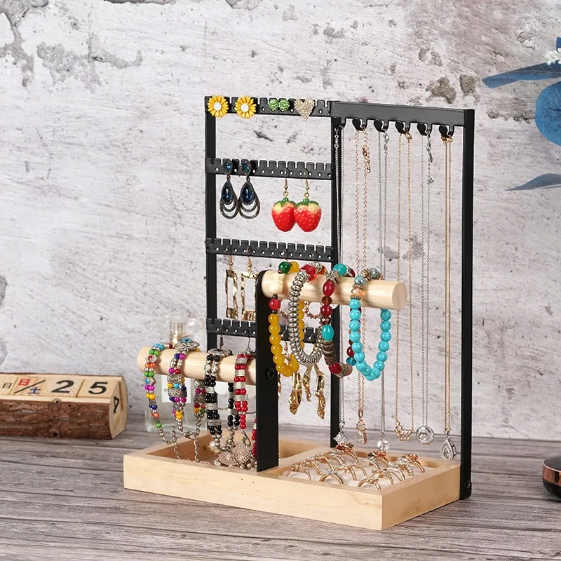 jewelry making tools kit "Vintage-Inspired Geometric Solid Wood 3d printer for jewelry making & Iron Jewelry Display Rack – Timeless Ethnic Glam Beauty" pearl beads for jewelry making