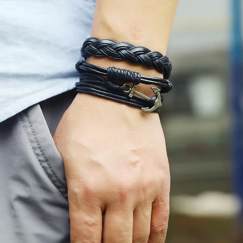 john varvatos men's jewelry "Vintage Hand-Woven Cowhide Bracelet – Sleek Retro Glam DIY Leather how to wear men's jewelry Bracelet for Personalized Style" men's jewelry pandora