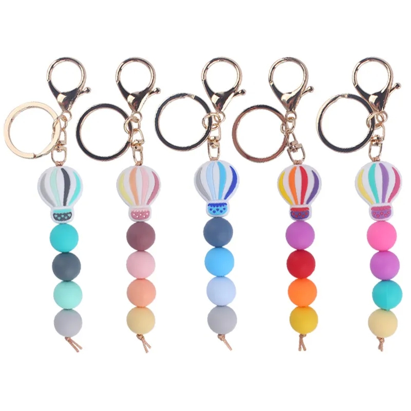 k & j fashion accessories "Ethnic Korean-Style Tassel Hot Air Balloon Silica Gel Beaded Unisex Keychain – fashion accessories hiring Everyday Craftsmanship Jewelry" quilted fashion accessories