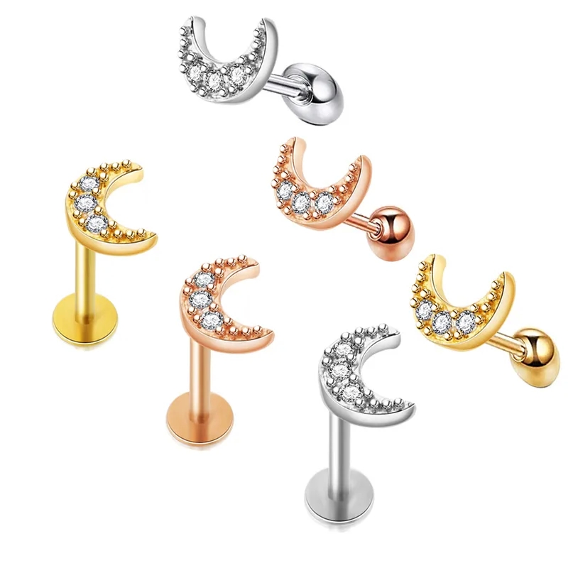 kim's fine jewelry "Trendy Bohemian Moon Stainless Steel Zircon Lip university of alabama fine jewelry Stud Earrings – Refined & Minimalist Single Piece Jewelry" cecil's fine jewelry