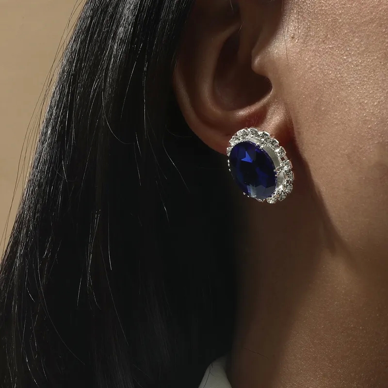 latest fashion jewelry "Vibrant Grunge Chic: Premium Blue Crystal Alloy Diamond Stud Earrings fashion jewellery qatar for Women" designer fashion jewelry