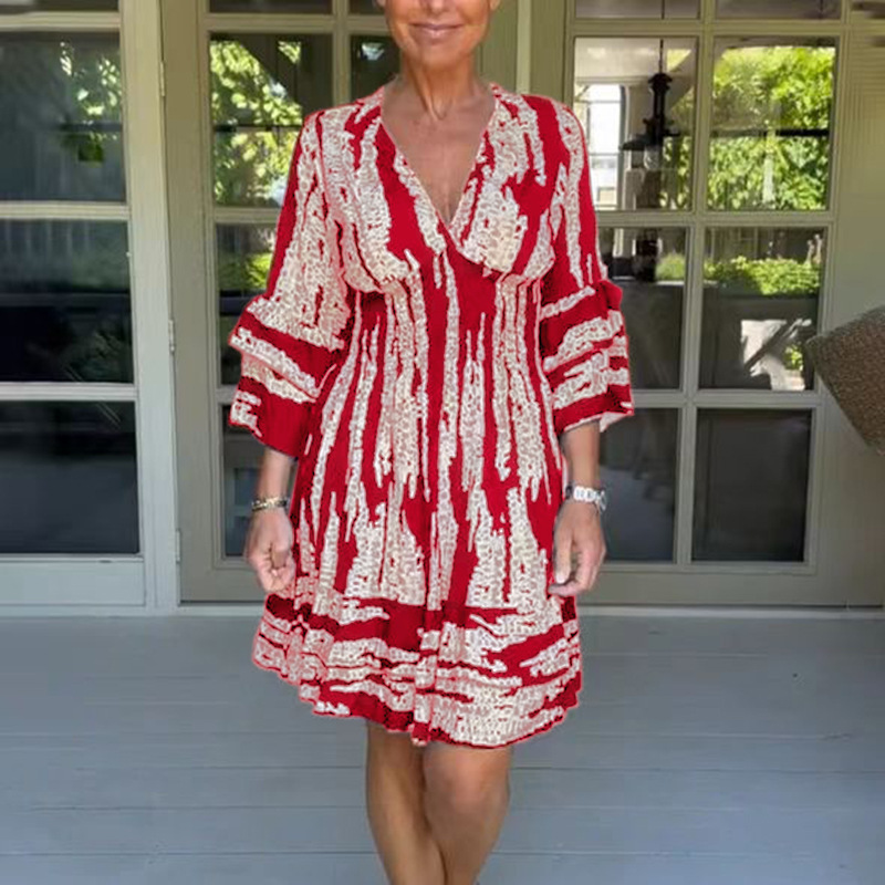 laura women's clothing Quick Discounted Elegant Women's V-Neck Long Sleeve Printed Princess Dress - Perfect women's clothing yukon ok for Holidays & Daily Wear 1930s women's clothing