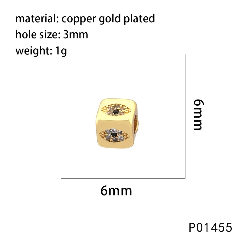 leather jewelry making supplies Eco-Friendly 9x9MM Copper Zircon 18K Gold jewelry making ideas Plated Devil's Eye Heart Dice Beads – Exquisite Polished High-End Casual Jewelry 304 stainless steel for jewelry making