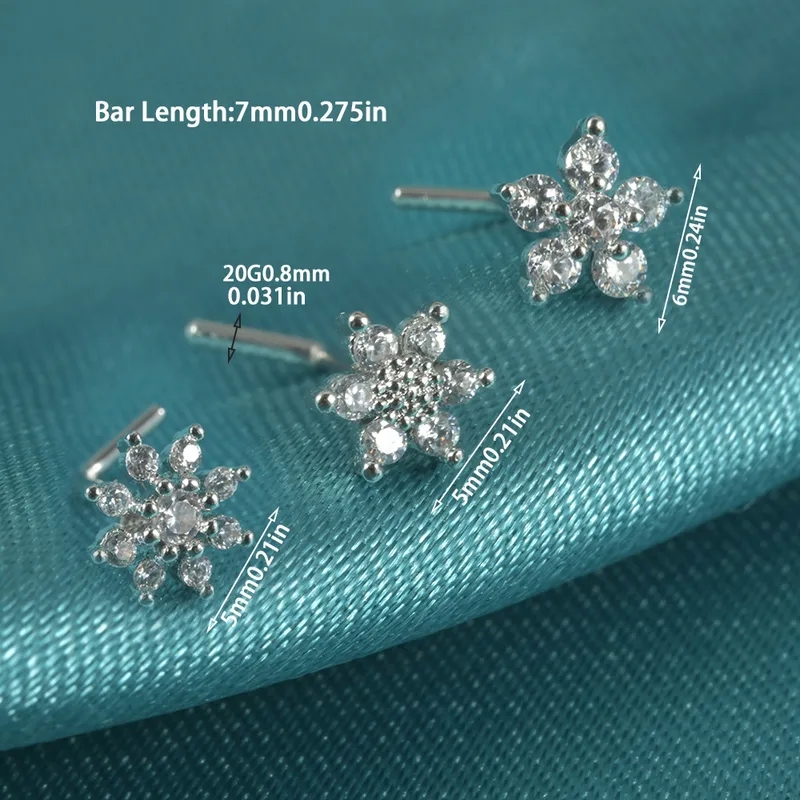 lindenwold fine jewelry 59004 "Limited Edition Bohemian fine jewelry design course Chic Turquoise Zircon Nose Studs – Elegant High-Fashion Stainless Steel Flower Design" hearnes fine jewelry