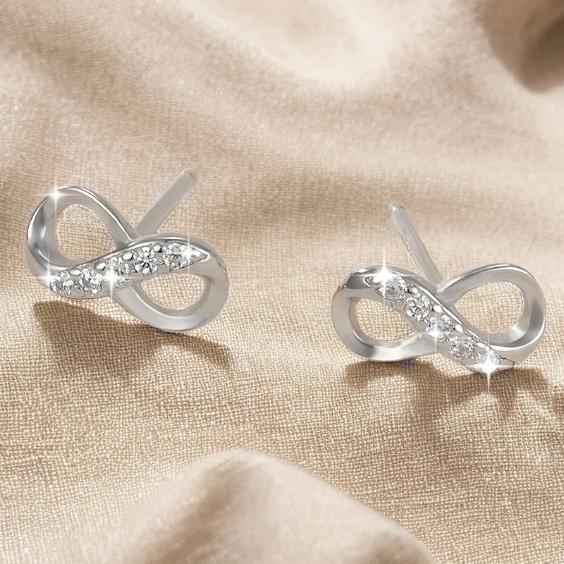 list of high end jewelry brands "Wholesale 925 Sterling Silver Zircon high end diamond jewelry Infinity Studs – Fast Casual Luxe Sparkle Earrings" high end jewelry websites