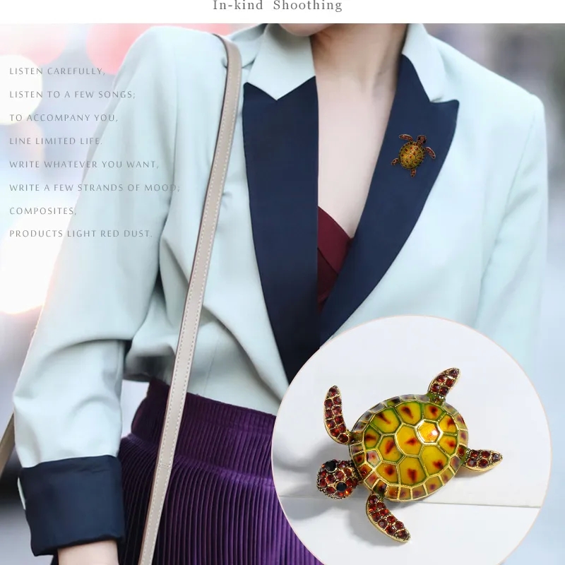love21 fashion & accessories Vintage Sleek Tortoise Alloy Rhinestone Brooch – Polished fashion accessories ppt Unisex Fashion Pin with Inlay Design jewelry fashion & accessories show 2023