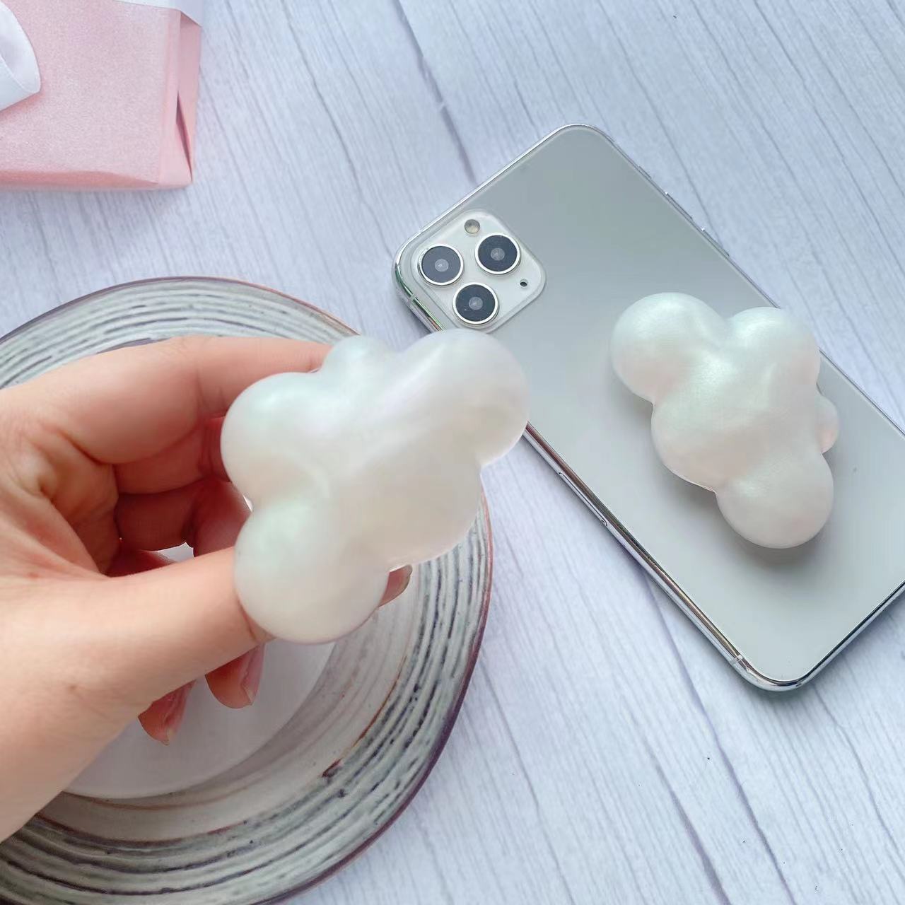 men's fashion accessories Elegant Korean Cloud Airbag Phone Stand - Timeless Solid Color Cushion Frame, Delicate & Bold region 4a fashion accessories Desktop Support names of fashion accessories