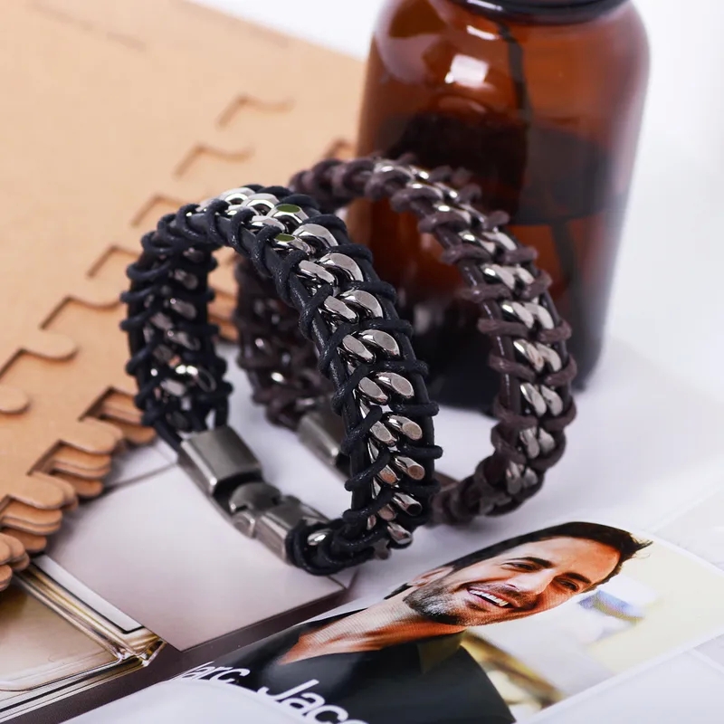 men's jewelry nyc "Sophisticated Polished Leather Men's Bracelet – Waterproof Casual Exclusive Fashion what is men's jewelry Jewelry" lacoste men jewelry