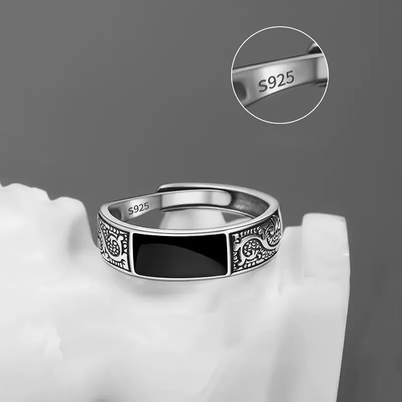 men's jewelry paris "Chic Retro Monogram Copper Enamel Rings – Glam 6 carat men's diamond ring Recycled Silver-Plated Unisex Glistening Jewelry" indigenous men's jewelry
