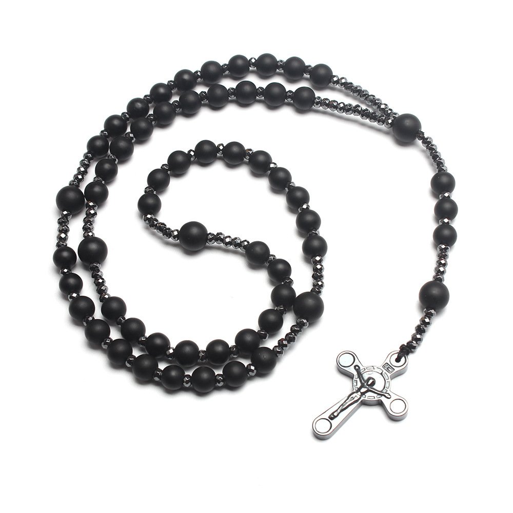 men's jewelry usa Vintage Chinoiserie Geometric Cross Beaded Men's Pendant Necklace – Classic, Authentic, women's jewelry brands Colorful Ethnic Style inexpensive men's jewelry
