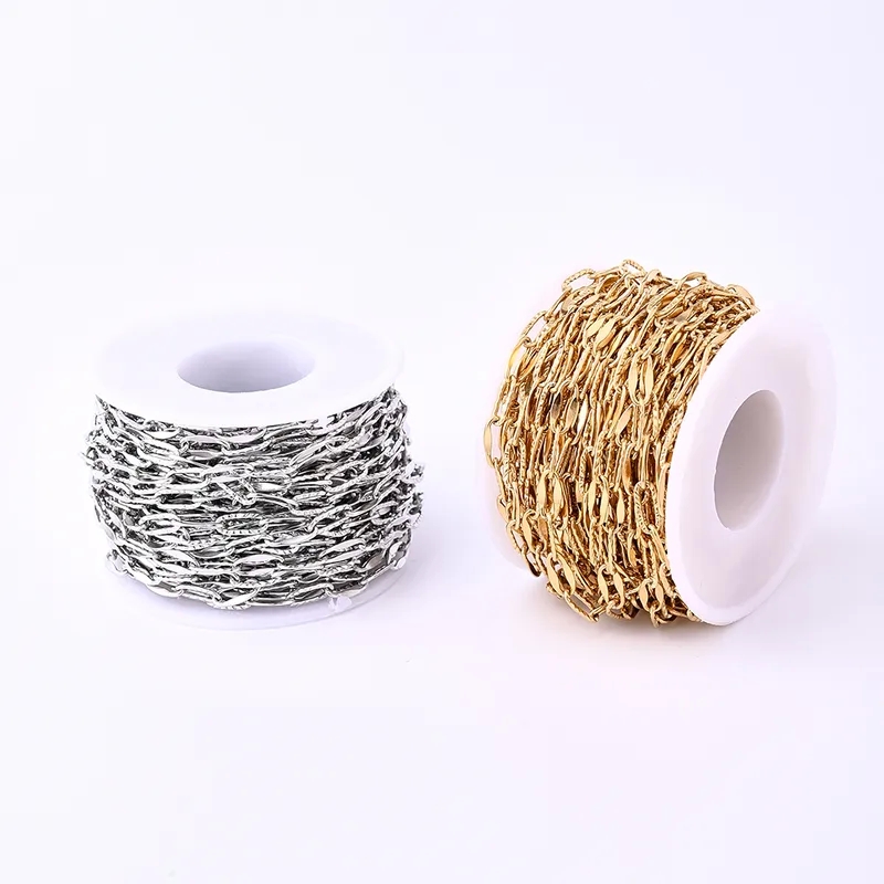 3 strand clasp for jewelry making Luxury Minimalist Boho 5 types of jewelry 10x4.5mm 304 Stainless Steel 18K Gold Plated Polished Chain Roll – Wholesale Solid Color 24k gold for jewelry making