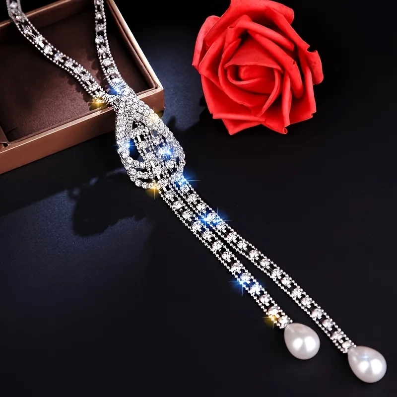new fashion jewelry "Wholesale Elegant IG-Style Rhinestone Pearl Necklace – Fashionable Classic latest fashion jewelry Design for Refined Women" costume jewelry 987