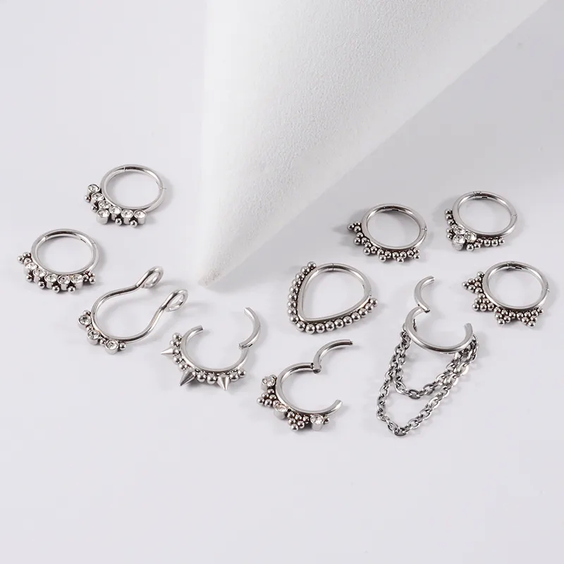 okay fine jewelry Vintage Minimalist 304 Stainless r.h macy & co fine jewelry Steel Rhinestone Nose Rings & Studs - Retro Hip-Hop Multifunctional Zircon Jewelry roussel's fine jewelry & gifts