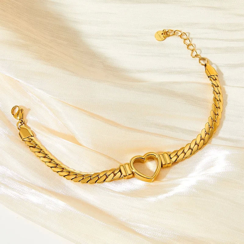 Wholesale Tribal Rustic Vintage Charm Heart 304 Stainless Steel 16K Gold/White Gold Plated Bracelets in Bulk