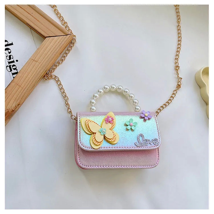 qvc kipling bags Boho-Inspired Artisan-Made Girls' Butterfly Pearl Square Flip Handbag – High-Quality & Simple 2024 chanel bags Elegance bags 4 kids