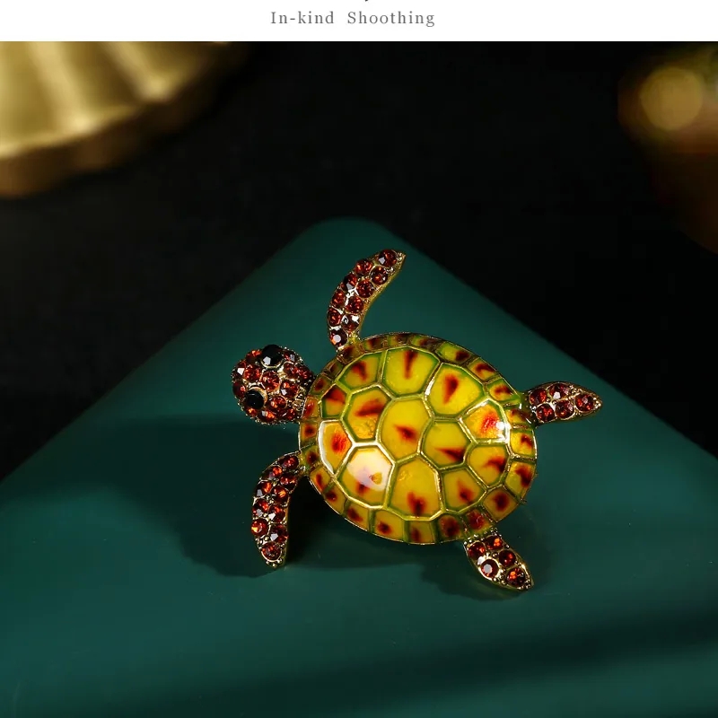 recycled fashion accessories Vintage Sleek Tortoise Alloy Rhinestone Brooch – fashion accessories drawing Polished Unisex Fashion Pin with Inlay Design fashion accessories google translate