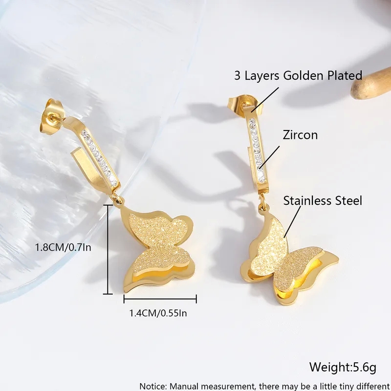 regalia fine jewelry "Recycled Minimalist Boho Chic 18K Gold Plated Butterfly Zircon fine queen jewellery Drop Earrings Rustic Vintage Style" trezar fine jewelry