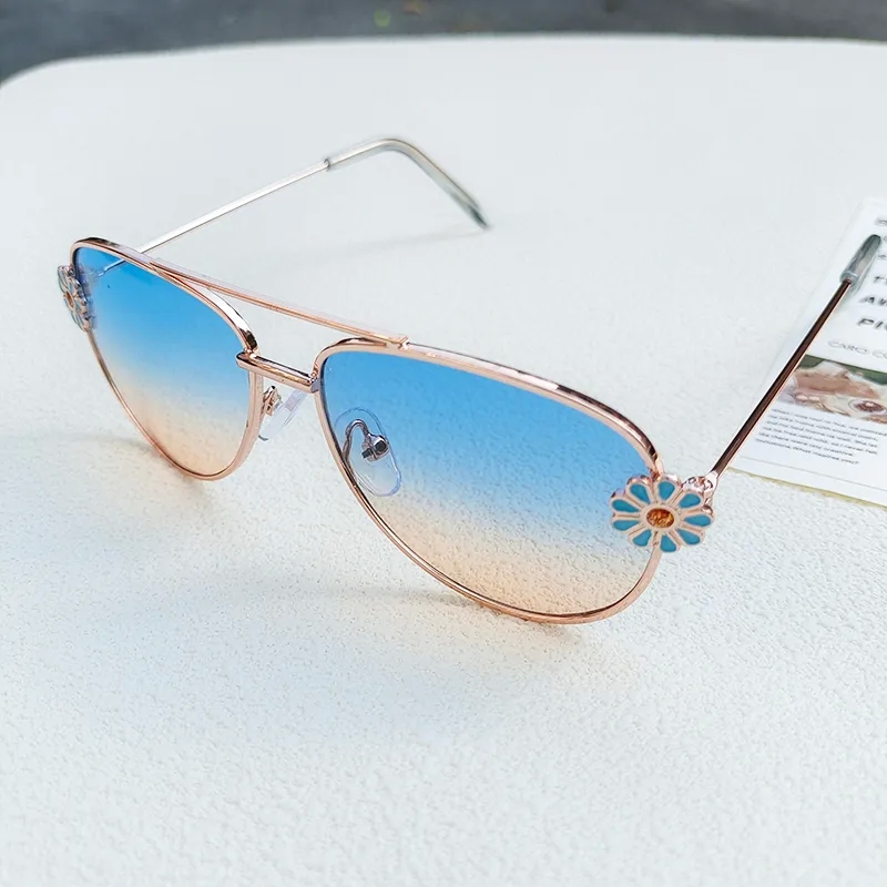 festival fashion "Bohemian Chic Gradient Color PC Resin Oval Frame Kids Sunglasses – sleek design Stylish Bold & Glossy Design" eco-friendly
