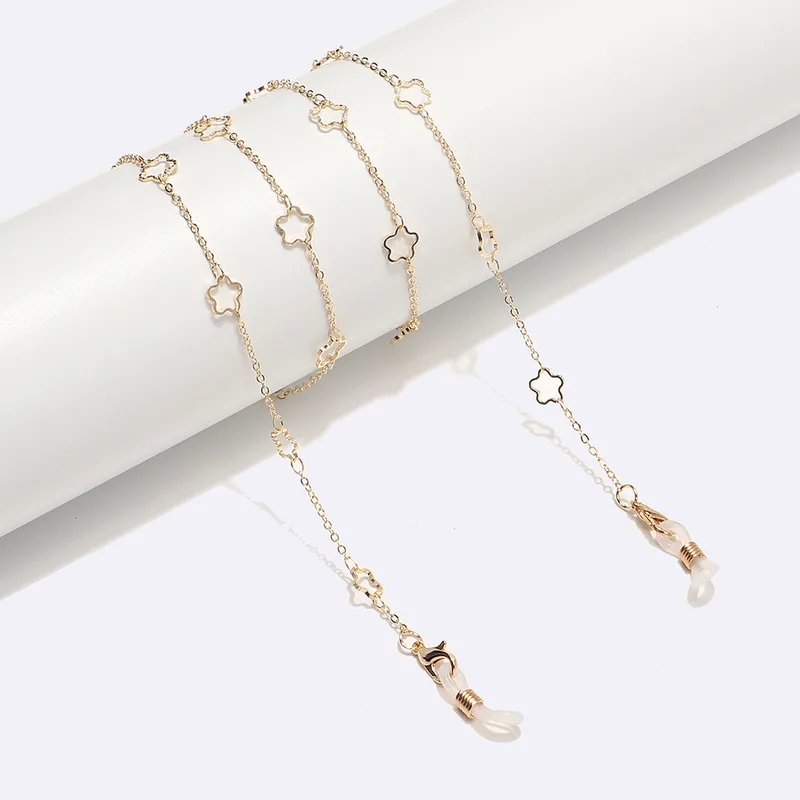 simple elegance "Edgy Bold Golden Hollow Flower sustainable Glasses Chain – Seasonal Alloy Statement Piece" limited edition