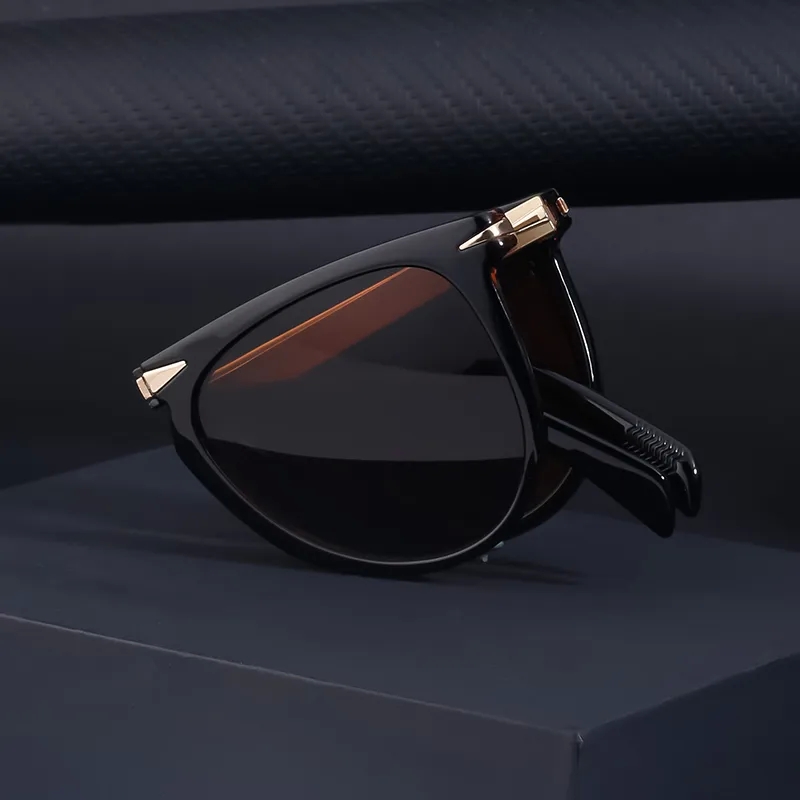 sleek design "Edgy Geometric UV400 Foldable Men's Sunglasses – Waterproof Casual Streetwear Full Frame trendsetting Wholesale Cheap" artsy