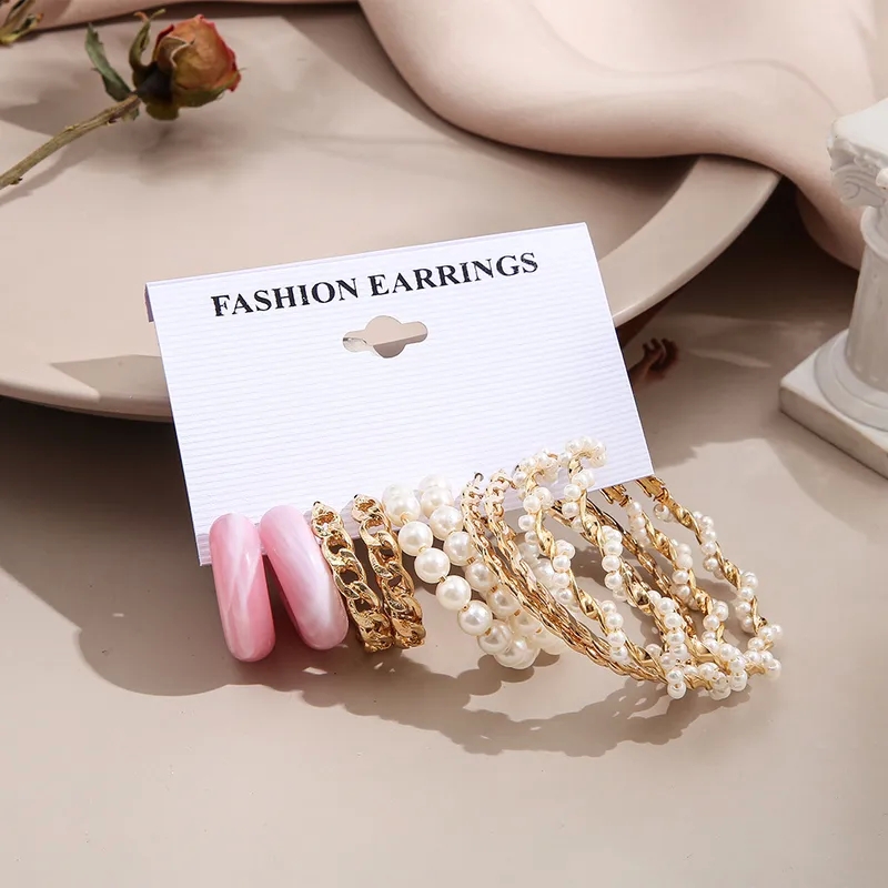 unique fashion jewelry Sustainable Boho kushal's fashion jewellery jayanagar Grunge Geometric Alloy Pearl Hoop Earrings – Vintage Style Wholesale long necklaces fashion jewelry