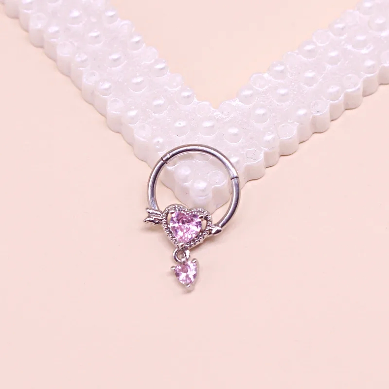 vincents fine jewelry Boho Skin-Friendly irelia fine jewelry Stainless Steel Heart Inlay Belly Ring & Nose Stud, Masculine & Eye-Catching Gold/Silver Plated Jewelry artifex fine jewelry