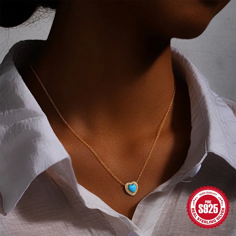 what are high end jewelry brands "Bohemian Classic 925 Sterling high end beads for jewelry making Silver Turquoise Zircon Heart Necklace – Polished & Fashionable Cable Chain" gucci high end jewelry