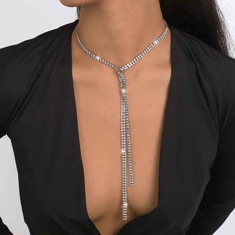 what colour jewellery with teal dress "Trendy Unisex Geometric Alloy Rhinestone Pendant fashion 90s jewellery Necklace – Handpicked Bespoke Design 1 Piece" urban fashion jewelry