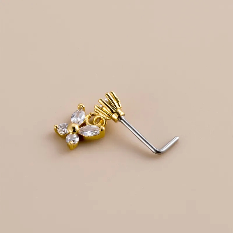 willis fine jewelry "Bohemian Elegance: 316L Stainless fine jewelry for nurses Steel Butterfly Nose Rings with Copper Inlaid Zircon High-Fashion Craftsmanship" fine jewelry making
