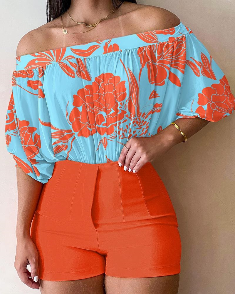 women fashion 80s Rustic Refined Women's Casual Stripe Floral women's clothing wholesale Polyester Shorts Set – Sleek & Stylish size chart women's clothing