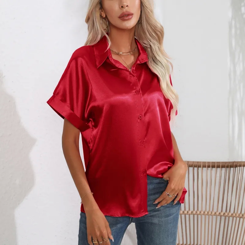 women's clothing clearance "Stylish Women's Short Sleeve Blouse – Adjustable Fit Solid Color women's clothing magazines Perfect for Party Wear" women's clothing natural fibers