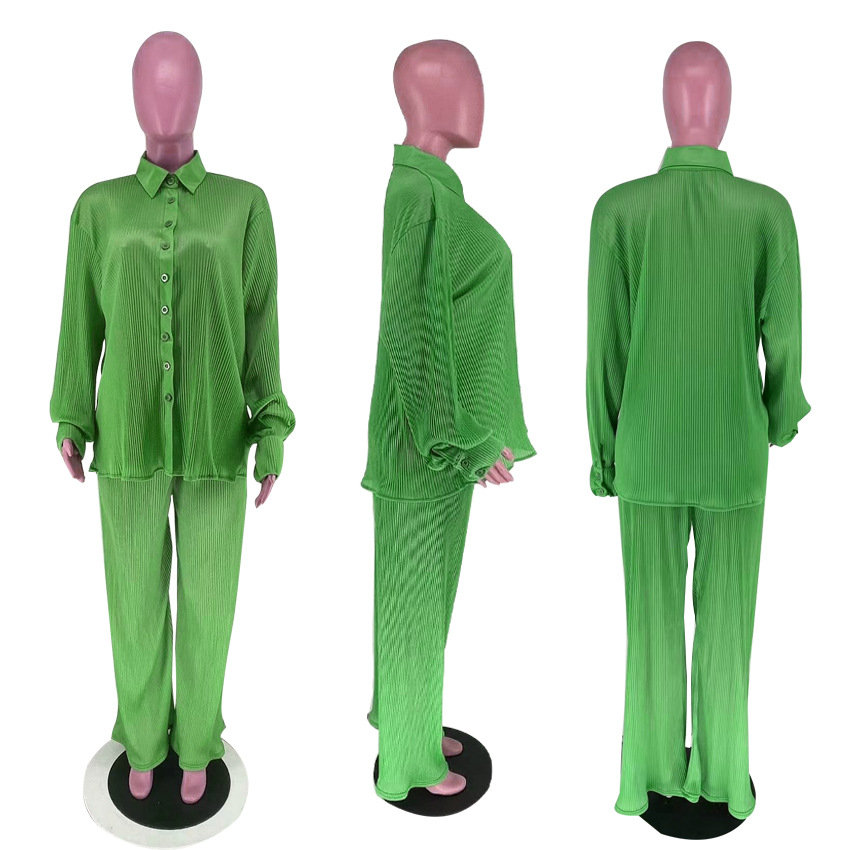women's clothing qvc Eco-Chic Women's Recycled farmers women's clothing 4-Way Stretch Pleated Pants Set - Dainty & Colorful Casual Wear high end women's clothing
