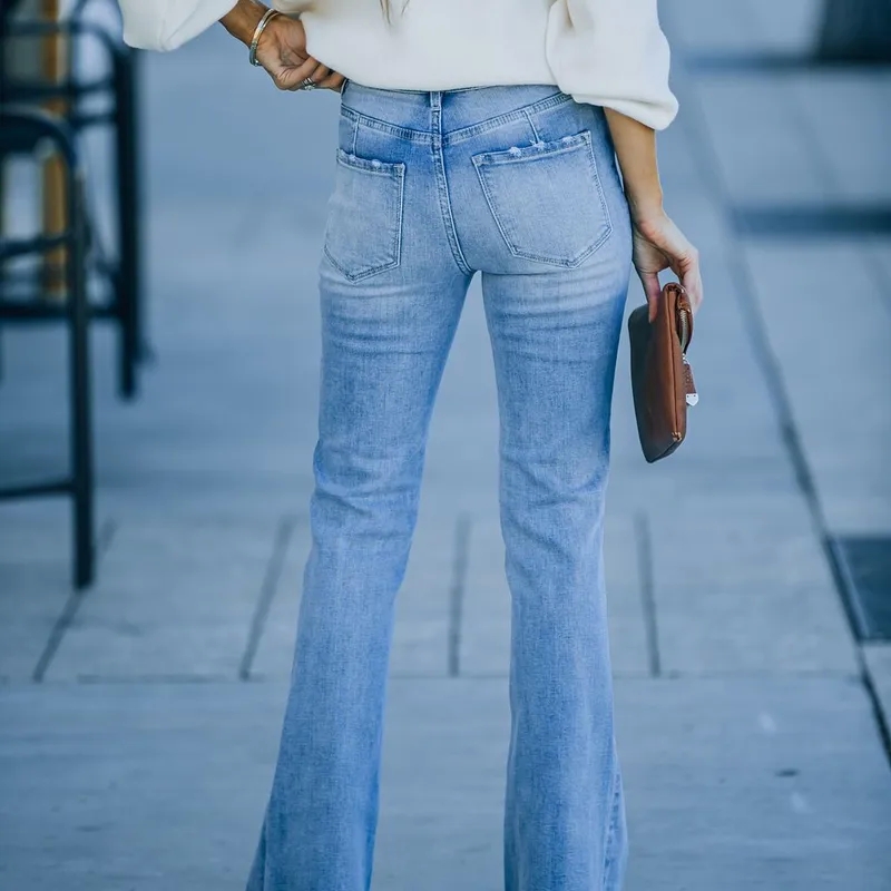 women's clothing with pockets Sustainable is it ok for a man to wear women's clothing Bohemian Chic Women's Full-Length Washed Jeans – Sophisticated Street Casual Style ackermans women's clothing