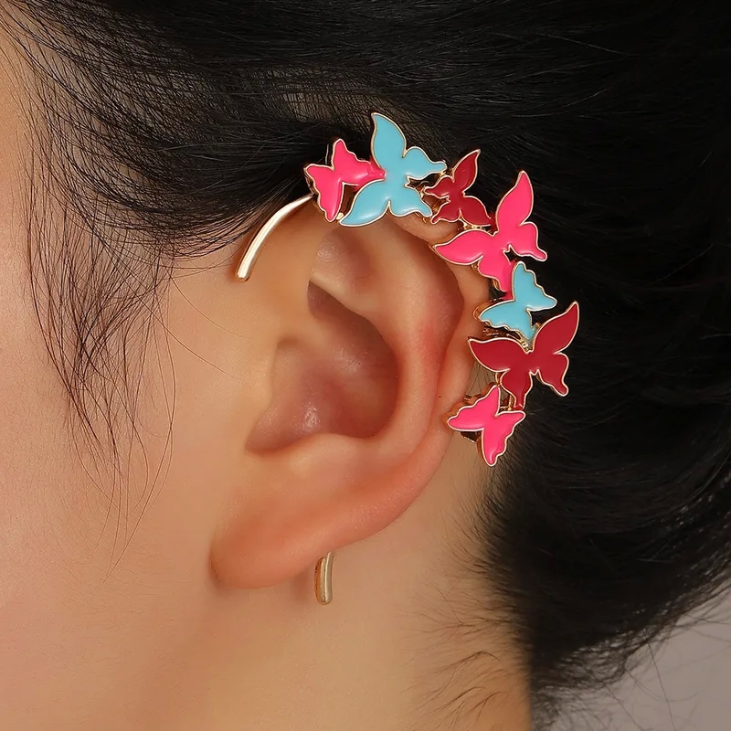 women's fashion jewelry "Trendsetting Grunge Lightweight Alloy Enamel Butterfly nordstrom fashion jewelry Pearl Ear Clips – Affordable Chic & Multifunctional" wssxc fashion jewelry